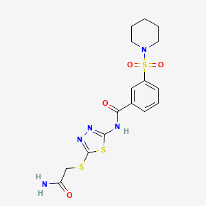 N-[5-(2-amino-2-oxoethyl)sulfanyl-1,3,4-thiadiazol-2-yl]-3-piperidin-1-ylsulfonylbenzamide