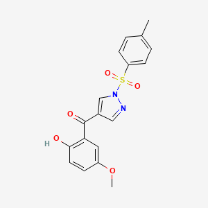 molecular formula C18H16N2O5S B2621986 4-methoxy-2-[1-(4-methylbenzenesulfonyl)-1H-pyrazole-4-carbonyl]phenol CAS No. 879351-76-5
