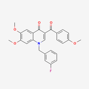 1-[(3-Fluorophenyl)methyl]-6,7-dimethoxy-3-(4-methoxybenzoyl)quinolin-4-one