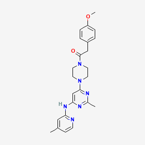 molecular formula C24H28N6O2 B2622005 2-(4-Methoxyphenyl)-1-(4-(2-methyl-6-((4-methylpyridin-2-yl)amino)pyrimidin-4-yl)piperazin-1-yl)ethanone CAS No. 1428357-31-6