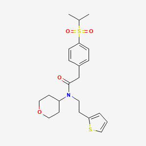 molecular formula C22H29NO4S2 B2622017 2-(4-(isopropylsulfonyl)phenyl)-N-(tetrahydro-2H-pyran-4-yl)-N-(2-(thiophen-2-yl)ethyl)acetamide CAS No. 1795295-80-5