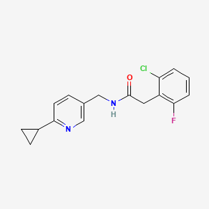 molecular formula C17H16ClFN2O B2622018 2-(2-chloro-6-fluorophenyl)-N-[(6-cyclopropylpyridin-3-yl)methyl]acetamide CAS No. 2097915-68-7