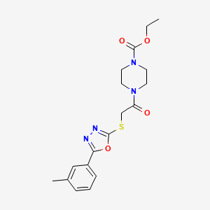 Ethyl 4-(2-((5-(m-tolyl)-1,3,4-oxadiazol-2-yl)thio)acetyl)piperazine-1-carboxylate
