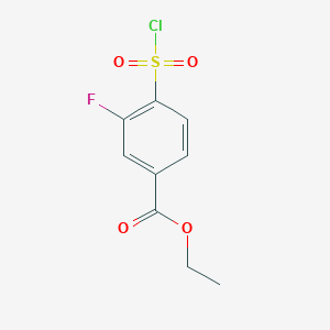 molecular formula C9H8ClFO4S B2622050 Ethyl 4-(chlorosulfonyl)-3-fluorobenzoate CAS No. 1063734-43-9