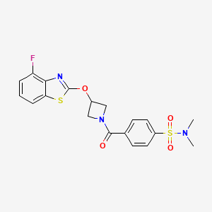 molecular formula C19H18FN3O4S2 B2622053 4-(3-((4-fluorobenzo[d]thiazol-2-yl)oxy)azetidine-1-carbonyl)-N,N-dimethylbenzenesulfonamide CAS No. 1396770-31-2