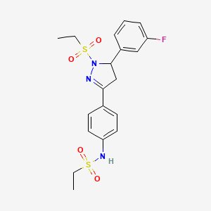 N-[4-[2-ethylsulfonyl-3-(3-fluorophenyl)-3,4-dihydropyrazol-5-yl]phenyl]ethanesulfonamide