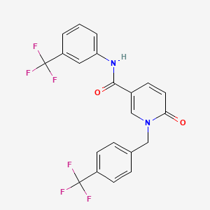 molecular formula C21H14F6N2O2 B2622071 6-oxo-1-(4-(trifluoromethyl)benzyl)-N-(3-(trifluoromethyl)phenyl)-1,6-dihydropyridine-3-carboxamide CAS No. 942010-13-1