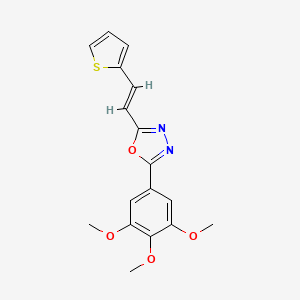 molecular formula C17H16N2O4S B2622089 (E)-2-(2-(thiophen-2-yl)vinyl)-5-(3,4,5-trimethoxyphenyl)-1,3,4-oxadiazole CAS No. 671794-32-4