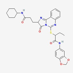 N-(2H-1,3-benzodioxol-5-yl)-2-({2-[2-(cyclohexylcarbamoyl)ethyl]-3-oxo-2H,3H-imidazo[1,2-c]quinazolin-5-yl}sulfanyl)butanamide