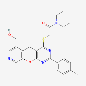 N,N-diethyl-2-{[6-(hydroxymethyl)-9-methyl-2-(4-methylphenyl)-5H-pyrido[4',3':5,6]pyrano[2,3-d]pyrimidin-4-yl]thio}acetamide