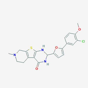 molecular formula C21H20ClN3O3S B262211 5-[5-(3-Chloro-4-methoxyphenyl)furan-2-yl]-11-methyl-8-thia-4,6,11-triazatricyclo[7.4.0.02,7]trideca-1(9),2(7)-dien-3-one 