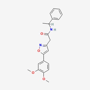 molecular formula C21H22N2O4 B2622114 2-(5-(3,4-dimethoxyphenyl)isoxazol-3-yl)-N-(1-phenylethyl)acetamide CAS No. 953158-38-8