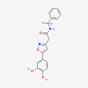 molecular formula C21H22N2O4 B2622114 2-[5-(3,4-dimethoxyphenyl)-1,2-oxazol-3-yl]-N-(1-phenylethyl)acetamide CAS No. 953158-38-8