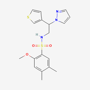 N-(2-(1H-pyrazol-1-yl)-2-(thiophen-3-yl)ethyl)-2-methoxy-4,5-dimethylbenzenesulfonamide