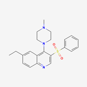 molecular formula C22H25N3O2S B2622120 3-(Benzenesulfonyl)-6-ethyl-4-(4-methylpiperazin-1-yl)quinoline CAS No. 866812-01-3