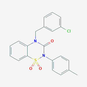 molecular formula C21H17ClN2O3S B2622128 4-(3-chlorobenzyl)-2-(4-methylphenyl)-2H-1,2,4-benzothiadiazin-3(4H)-one 1,1-dioxide CAS No. 896681-28-0