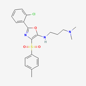 molecular formula C21H24ClN3O3S B2622130 N'-{2-(2-chlorophenyl)-4-[(4-methylphenyl)sulfonyl]-1,3-oxazol-5-yl}-N,N-dimethylpropane-1,3-diamine CAS No. 380194-34-3