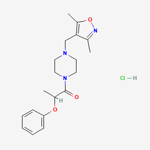 molecular formula C19H26ClN3O3 B2622137 1-(4-((3,5-Dimethylisoxazol-4-yl)methyl)piperazin-1-yl)-2-phenoxypropan-1-one hydrochloride CAS No. 1396874-75-1