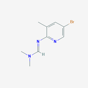 molecular formula C9H12BrN3 B2622145 (E)-N'-(5-Bromo-3-methylpyridin-2-yl)-N,N-dimethylmethanimidamide CAS No. 883052-76-4