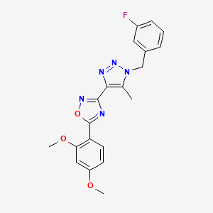 molecular formula C20H18FN5O3 B2622152 5-(2,4-dimethoxyphenyl)-3-(1-(3-fluorobenzyl)-5-methyl-1H-1,2,3-triazol-4-yl)-1,2,4-oxadiazole CAS No. 1251689-97-0