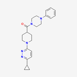 molecular formula C23H29N5O B2622157 3-Cyclopropyl-6-[4-(4-phenylpiperazine-1-carbonyl)piperidin-1-yl]pyridazine CAS No. 2097931-59-2