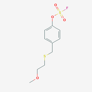molecular formula C10H13FO4S2 B2622168 1-Fluorosulfonyloxy-4-(2-methoxyethylsulfanylmethyl)benzene CAS No. 2418721-99-8