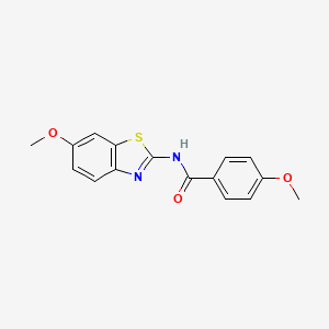 molecular formula C16H14N2O3S B2622178 4-Methoxy-N-(6-methoxy-1,3-benzothiazol-2-yl)benzamide CAS No. 91506-71-7