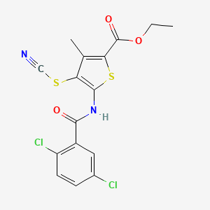 molecular formula C16H12Cl2N2O3S2 B2622186 Ethyl 5-(2,5-dichlorobenzamido)-3-methyl-4-thiocyanatothiophene-2-carboxylate CAS No. 681162-10-7
