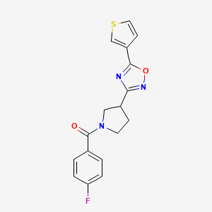 (4-Fluorophenyl)(3-(5-(thiophen-3-yl)-1,2,4-oxadiazol-3-yl)pyrrolidin-1-yl)methanone