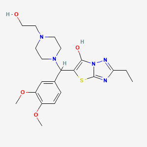 molecular formula C21H29N5O4S B2622190 5-((3,4-Dimethoxyphenyl)(4-(2-hydroxyethyl)piperazin-1-yl)methyl)-2-ethylthiazolo[3,2-b][1,2,4]triazol-6-ol CAS No. 886912-91-0