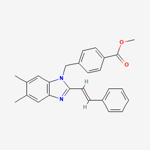 molecular formula C26H24N2O2 B2622192 Methyl 4-((5,6-dimethyl-2-styryl-1H-1,3-benzimidazol-1-yl)methyl)benzenecarboxylate CAS No. 350682-62-1