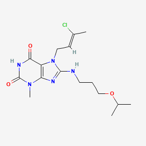 molecular formula C16H24ClN5O3 B2622200 (Z)-7-(3-chlorobut-2-en-1-yl)-8-((3-isopropoxypropyl)amino)-3-methyl-1H-purine-2,6(3H,7H)-dione CAS No. 946228-18-8