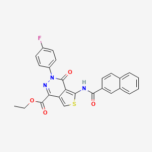 molecular formula C26H18FN3O4S B2622206 Ethyl 3-(4-fluorophenyl)-5-(naphthalene-2-carbonylamino)-4-oxothieno[3,4-d]pyridazine-1-carboxylate CAS No. 851949-59-2