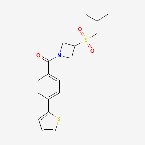 molecular formula C18H21NO3S2 B2622220 (3-(Isobutylsulfonyl)azetidin-1-yl)(4-(thiophen-2-yl)phenyl)methanone CAS No. 1796970-38-1