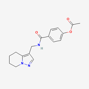 molecular formula C17H19N3O3 B2622224 4-(((4,5,6,7-Tetrahydropyrazolo[1,5-a]pyridin-3-yl)methyl)carbamoyl)phenyl acetate CAS No. 2034546-49-9