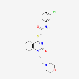 molecular formula C24H31ClN4O3S B2622229 N-(3-chloro-4-methylphenyl)-2-((1-(3-morpholinopropyl)-2-oxo-1,2,5,6,7,8-hexahydroquinazolin-4-yl)thio)acetamide CAS No. 899950-55-1