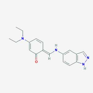 molecular formula C18H20N4O B262223 (6E)-3-(diethylamino)-6-[(1H-indazol-5-ylamino)methylidene]cyclohexa-2,4-dien-1-one 