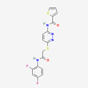molecular formula C17H12F2N4O2S2 B2622230 N-(6-((2-((2,4-difluorophenyl)amino)-2-oxoethyl)thio)pyridazin-3-yl)thiophene-2-carboxamide CAS No. 1021026-80-1