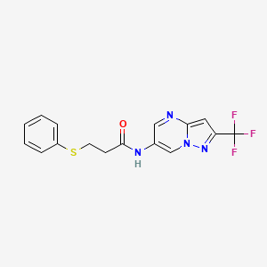 3-(phenylthio)-N-(2-(trifluoromethyl)pyrazolo[1,5-a]pyrimidin-6-yl)propanamide