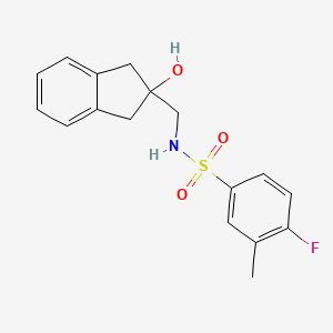 4-fluoro-N-((2-hydroxy-2,3-dihydro-1H-inden-2-yl)methyl)-3-methylbenzenesulfonamide