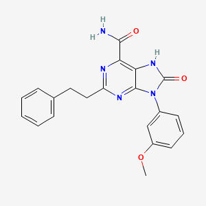 molecular formula C21H19N5O3 B2622245 9-(3-methoxyphenyl)-8-oxo-2-phenethyl-8,9-dihydro-7H-purine-6-carboxamide CAS No. 899742-12-2