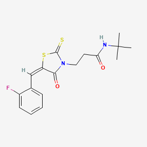 N-tert-butyl-3-[(5E)-5-[(2-fluorophenyl)methylidene]-4-oxo-2-sulfanylidene-1,3-thiazolidin-3-yl]propanamide