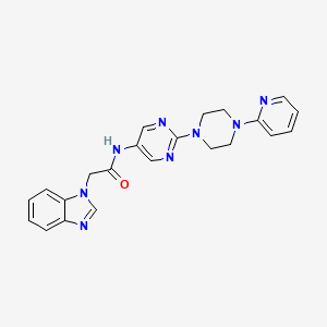 molecular formula C22H22N8O B2622273 2-(1H-benzo[d]imidazol-1-yl)-N-(2-(4-(pyridin-2-yl)piperazin-1-yl)pyrimidin-5-yl)acetamide CAS No. 1396845-89-8