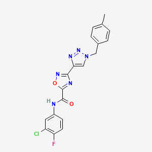 molecular formula C19H14ClFN6O2 B2622293 N~5~-(3-chloro-4-fluorophenyl)-3-[1-(4-methylbenzyl)-1H-1,2,3-triazol-4-yl]-1,2,4-oxadiazole-5-carboxamide CAS No. 1251552-37-0