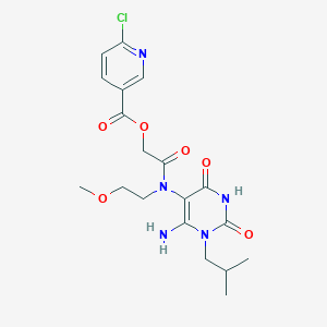 molecular formula C19H24ClN5O6 B2622298 {[6-Amino-1-(2-methylpropyl)-2,4-dioxo-1,2,3,4-tetrahydropyrimidin-5-yl](2-methoxyethyl)carbamoyl}methyl 6-chloropyridine-3-carboxylate CAS No. 926127-92-6