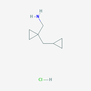 molecular formula C8H16ClN B2622299 [1-(Cyclopropylmethyl)cyclopropyl]methanamine hydrochloride CAS No. 1439899-57-6