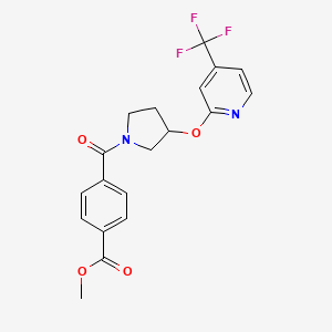 molecular formula C19H17F3N2O4 B2622312 Methyl 4-(3-((4-(trifluoromethyl)pyridin-2-yl)oxy)pyrrolidine-1-carbonyl)benzoate CAS No. 2034241-59-1