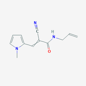 molecular formula C12H13N3O B2622314 2-cyano-3-(1-methyl-1H-pyrrol-2-yl)-N-(prop-2-en-1-yl)prop-2-enamide CAS No. 1198066-65-7