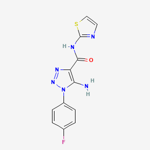 molecular formula C12H9FN6OS B2622315 5-amino-1-(4-fluorophenyl)-N-(1,3-thiazol-2-yl)-1H-1,2,3-triazole-4-carboxamide CAS No. 2415492-08-7