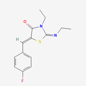 molecular formula C14H15FN2OS B2622328 (2Z,5Z)-3-ethyl-2-(ethylimino)-5-(4-fluorobenzylidene)thiazolidin-4-one CAS No. 470675-00-4